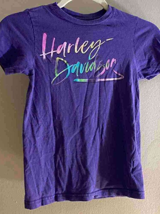 Tops - Harley Davidson Rainbow Script Purple T-Shirt